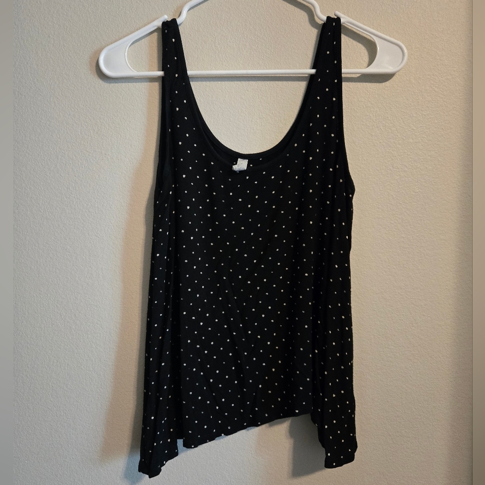 Black Polka Dot Scoop Neck Tank Top | Womens M
